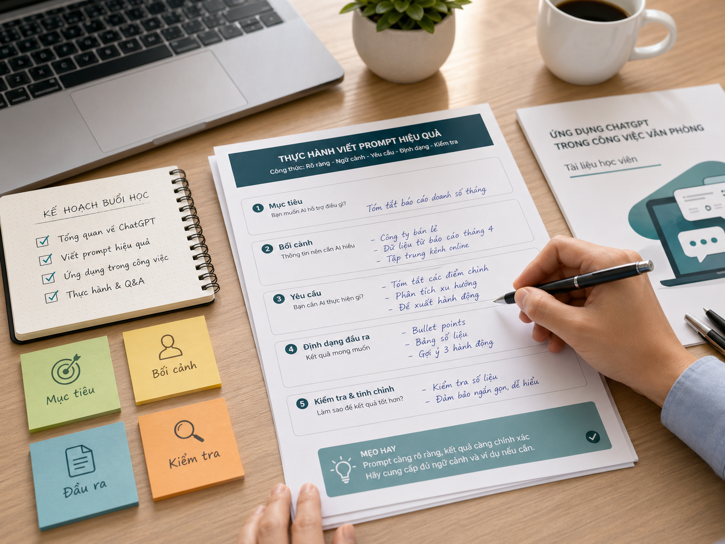 Worksheet thực hành viết prompt trong khóa học ChatGPT cơ bản dành cho dân văn phòng