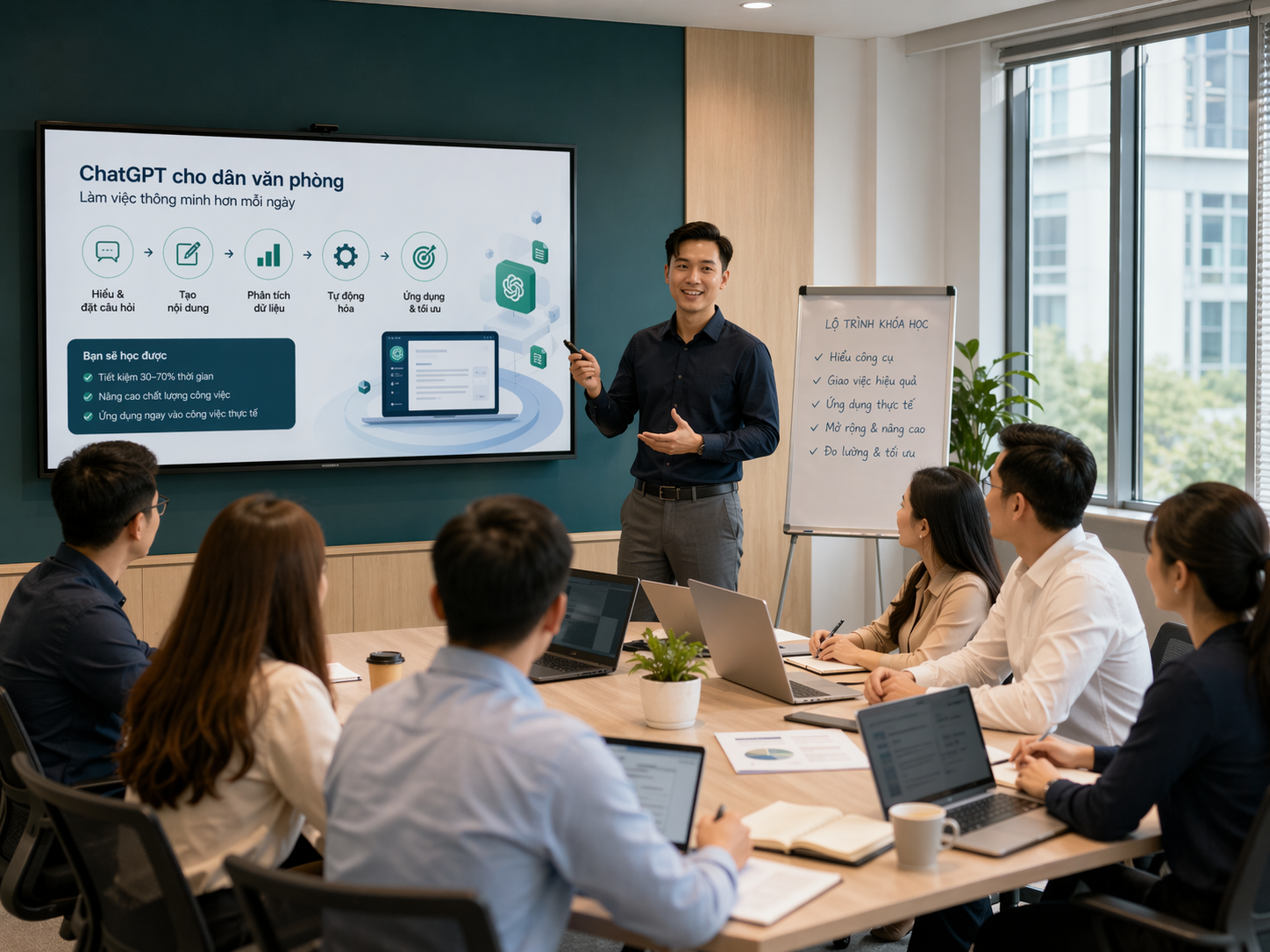 Buổi đào tạo đội nhóm về ChatGPT trong văn phòng